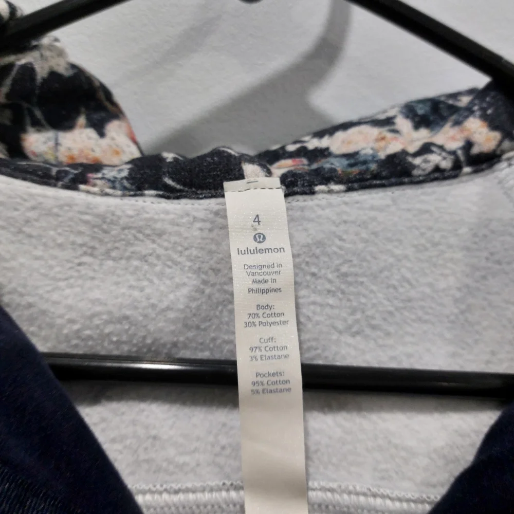 Lululemon Scuba Hoodie Light Cotton Fleece Spring Bloom Multi / Alpine White - Picture 2 of 9